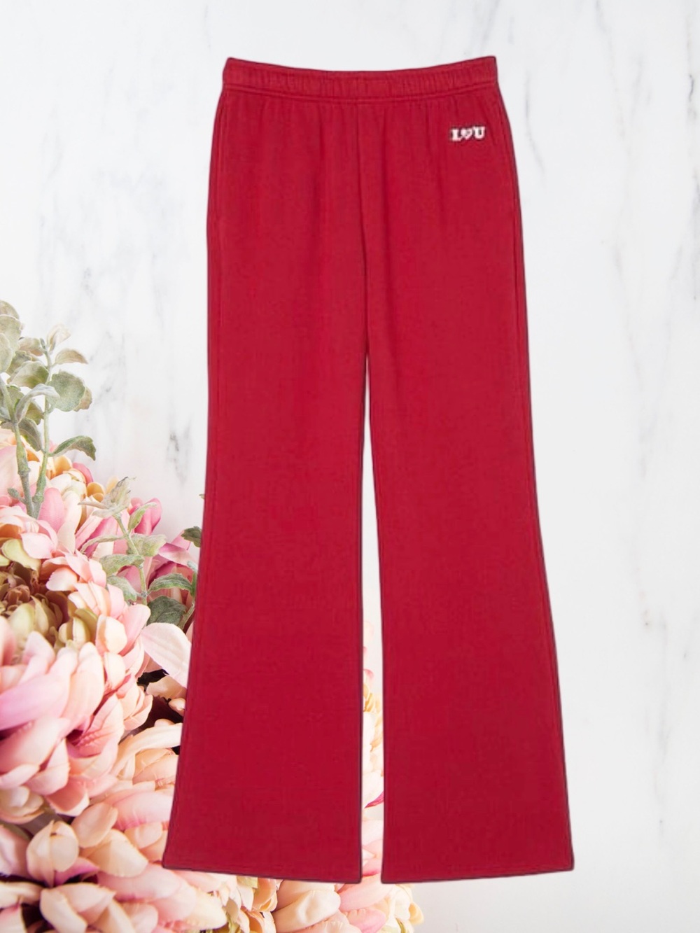 Victoria's Secret PINK Ivy Extra Bol Flare Polar Sweatpants Red Sz XL, NWT - Picture 3 of 11